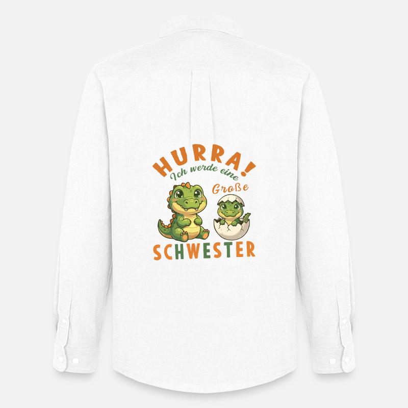 Große Schwester Dino Nachwuchs Hurra - Männer Oxford Hemd von Stanley/Stella - Weiß