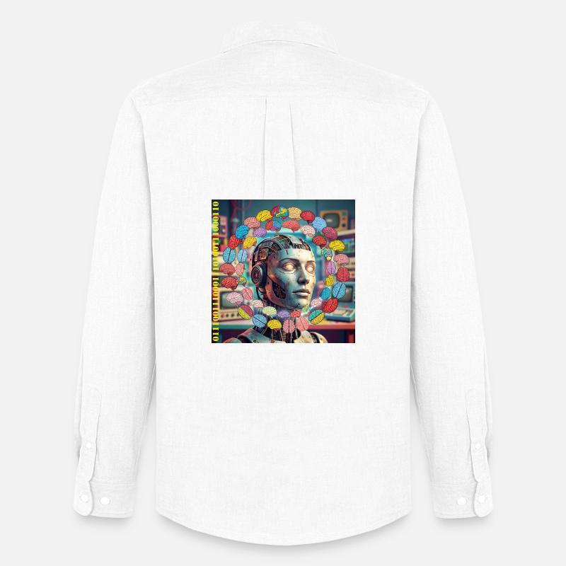 Android mit Gehirnsatelliten - Männer Oxford Hemd von Stanley/Stella - Weiß