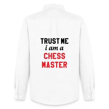 Maître de l'Échiquier Chess Master Pro - Chemise Oxford homme Stanley/Stella - blanc - Dos - AI Model Male 185 dark (185cm)