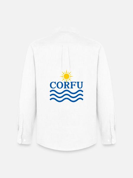 Korfu-Sonnenwellen-Logo - Männer Oxford Hemd von Stanley/Stella - Weiß
