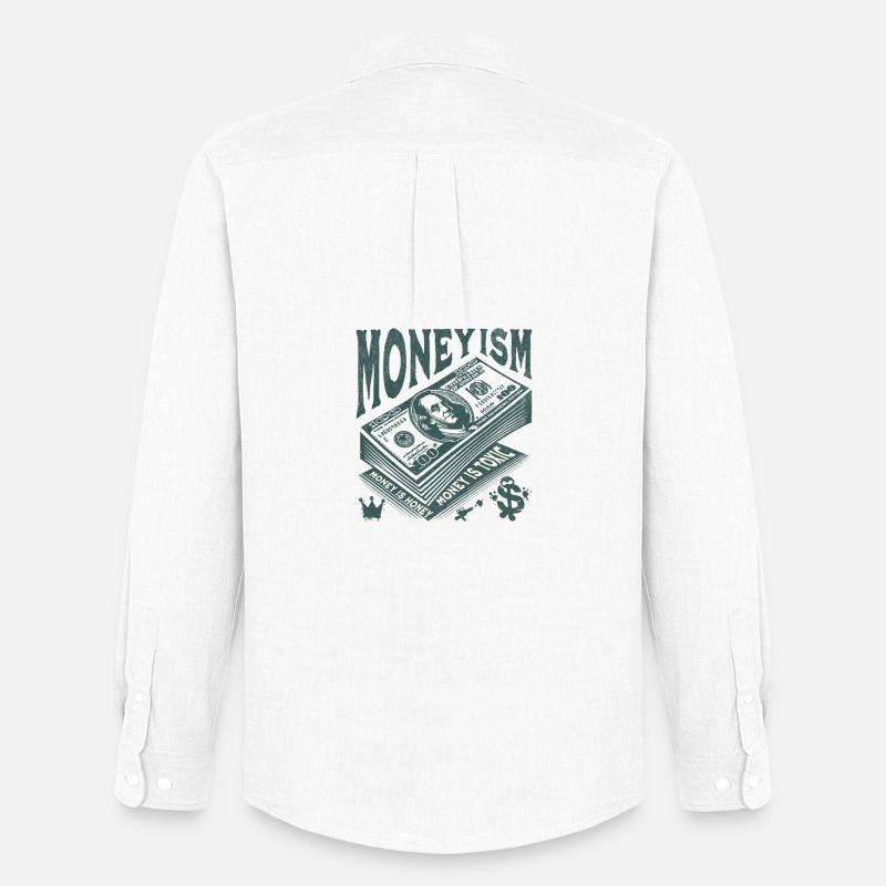 Money Is King Stack Artwork - Männer Oxford Hemd von Stanley/Stella - Weiß