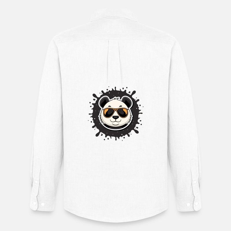 Panda Chic Gläser oranger Spritzer - Männer Oxford Hemd von Stanley/Stella - Weiß