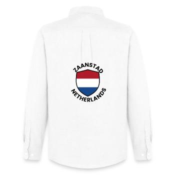 Bouclier de Zaanstad Pays-Bas - Chemise Oxford homme Stanley/Stella - blanc - Dos - AI Model Male 185 dark (185cm)