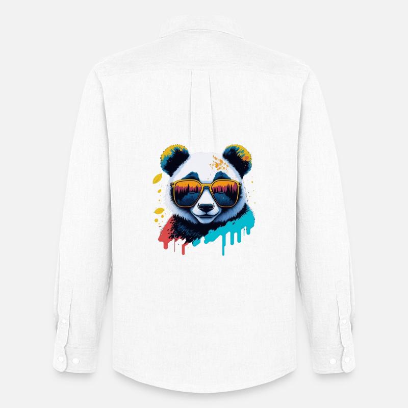 Panda Sonnenbrille Farbexplosion - Männer Oxford Hemd von Stanley/Stella - Weiß