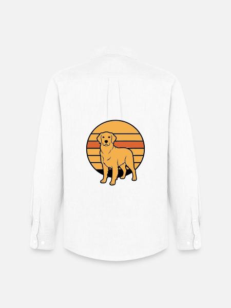 Dog Retriever Retro Sunset - Men's Oxford Shirt by Stanley/Stella - white