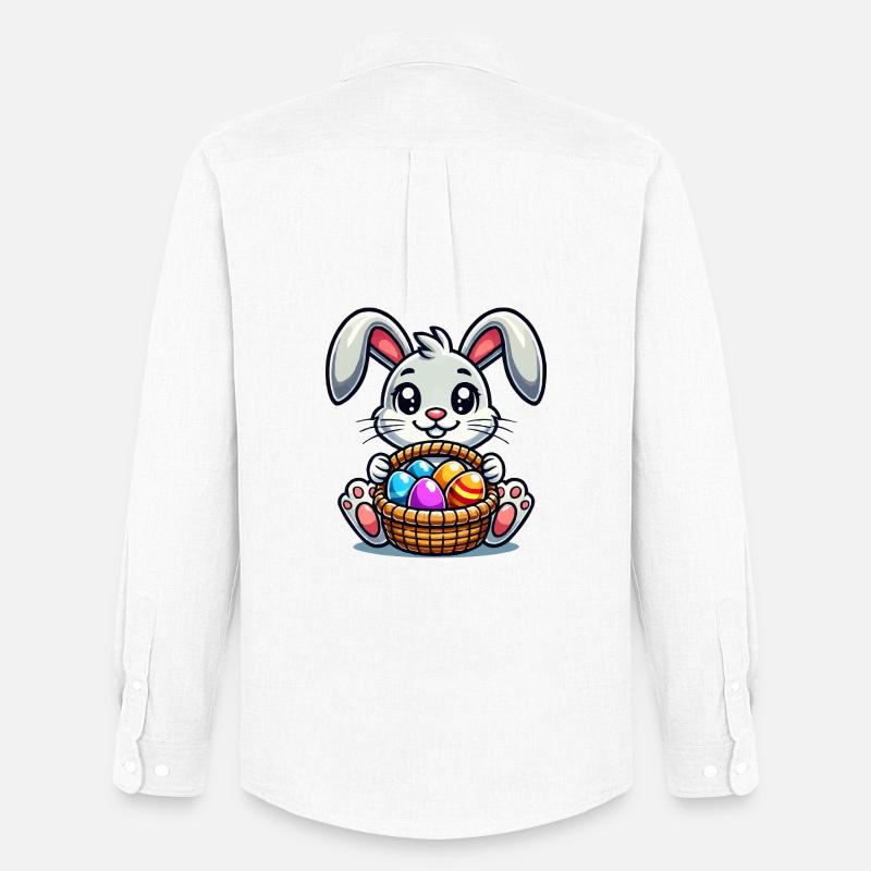 Osterhase mit bunten Eiern - Männer Oxford Hemd von Stanley/Stella - Weiß