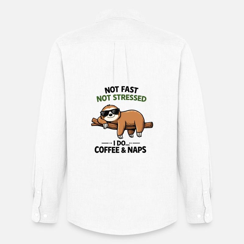 Chill Sloth Kaffee & Nickerchen - Männer Oxford Hemd von Stanley/Stella - Weiß