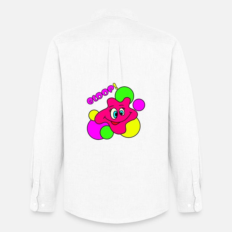 BLOOP! Lustiger Neon Pop-Art Klecks-Charakter - Männer Oxford Hemd von Stanley/Stella - Weiß