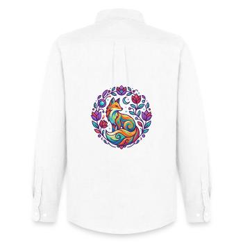 Bunter Fuchs Blumen Mandala Lila Mädchen Design - Männer Oxford Hemd von Stanley/Stella - Weiß - Hinten - AI Model Male 185 dark (185cm)