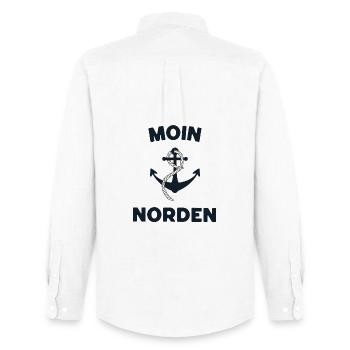 Moin Norden – Maritimes Anker-Design - Männer Oxford Hemd von Stanley/Stella - Weiß - Hinten - AI Model Male 185 dark (185cm)