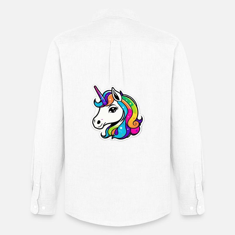 Helles Regenbogen-Einhorn - Männer Oxford Hemd von Stanley/Stella - Weiß