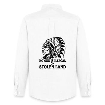 No one is illegal on stolen land - Men's Oxford Shirt by Stanley/Stella - white - Back - AI Model Male 185 dark (185cm)