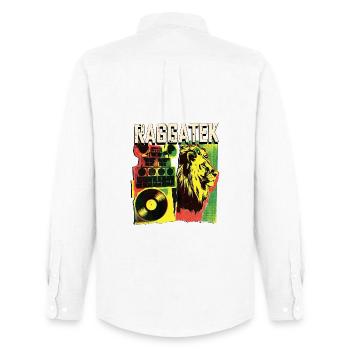 Raggatek Dub Reggae - Chemise Oxford homme Stanley/Stella - blanc - Dos - AI Model Male 185 dark (185cm)
