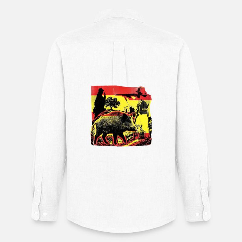 Jäger Spanien Flagge Spanisch Wildschwein - Männer Oxford Hemd von Stanley/Stella - Weiß