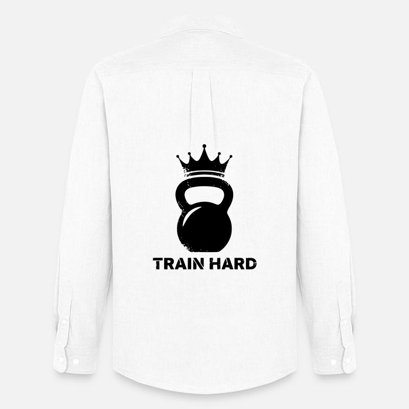 Kettlebell Krone Train Hard - Männer Oxford Hemd von Stanley/Stella - Weiß