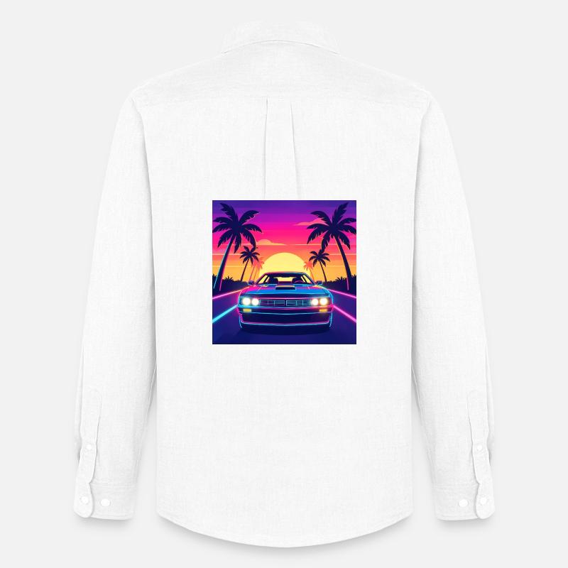 Neon Sunset Drive - Männer Oxford Hemd von Stanley/Stella - Weiß