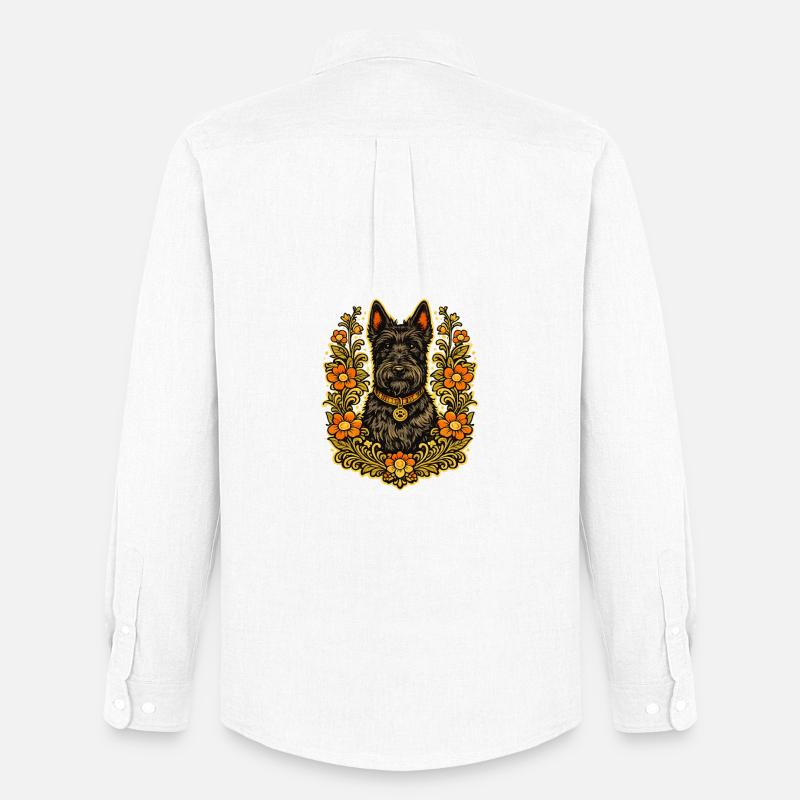 Floral Frame Scottish Terrier - Männer Oxford Hemd von Stanley/Stella - Weiß
