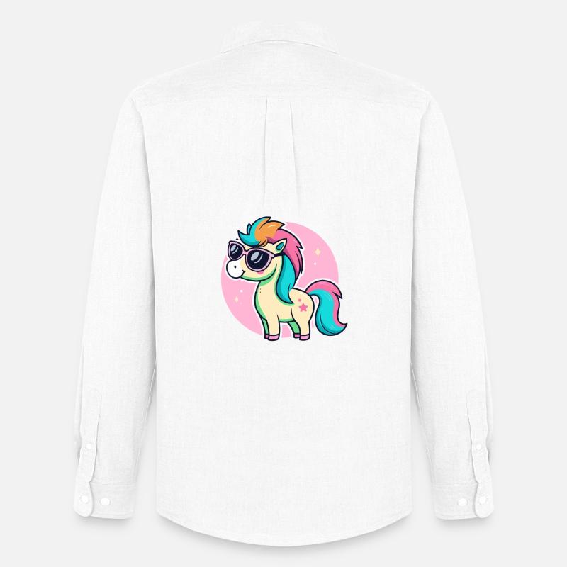Rainbow Pony Glam-Brille - Männer Oxford Hemd von Stanley/Stella - Weiß