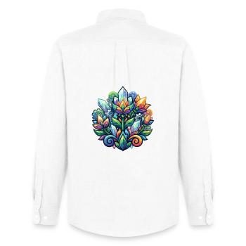 Crystal Mandala Flower Magic Mechanical Flowers - Men's Oxford Shirt by Stanley/Stella - white - Back - AI Model Male 185 dark (185cm)