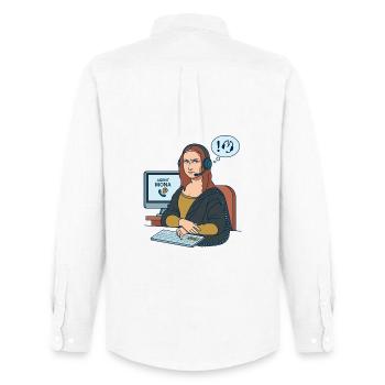 Mona Lisa Agent Humor Büro Alltag - Männer Oxford Hemd von Stanley/Stella - Weiß - Hinten - AI Model Male 185 dark (185cm)
