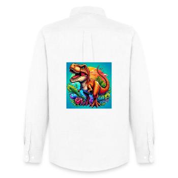 dinosaure - Chemise Oxford homme Stanley/Stella - blanc - Dos - AI Model Male 185 dark (185cm)