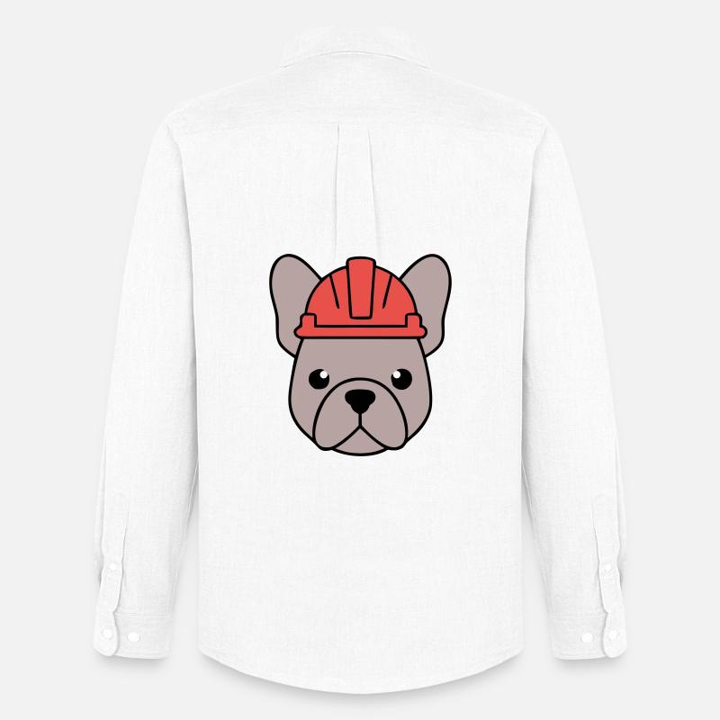 Frenchie Bauarbeiter Helm Kopf - Männer Oxford Hemd von Stanley/Stella - Weiß