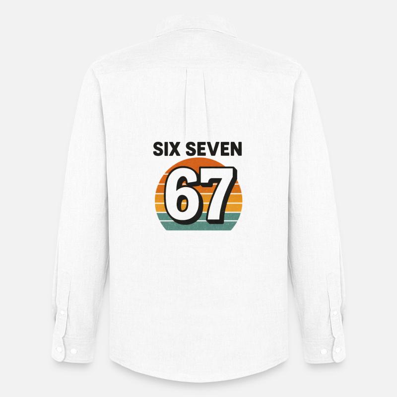 Six Seven 67 Italian Brainrot Retro Sunset Meme - Stanley/Stella Camicia Oxford uomo - bianco