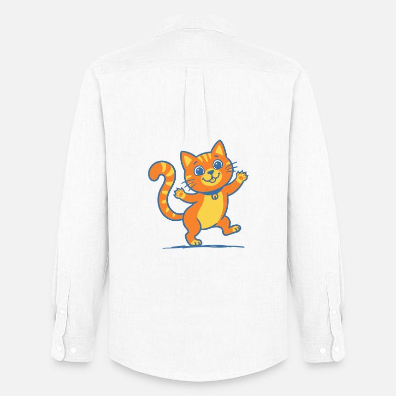 Lächelnde Orange Katze - Männer Oxford Hemd von Stanley/Stella - Weiß