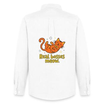 Real bosses meow cat - Men's Oxford Shirt by Stanley/Stella - white - Back - AI Model Male 185 dark (185cm)
