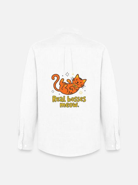 Real bosses meow cat - Men's Oxford Shirt by Stanley/Stella - white