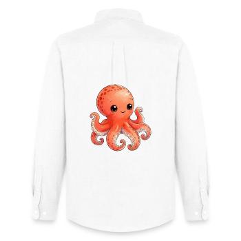 Kawaii Orangener Oktopus - Männer Oxford Hemd von Stanley/Stella - Weiß - Hinten - AI Model Male 185 dark (185cm)