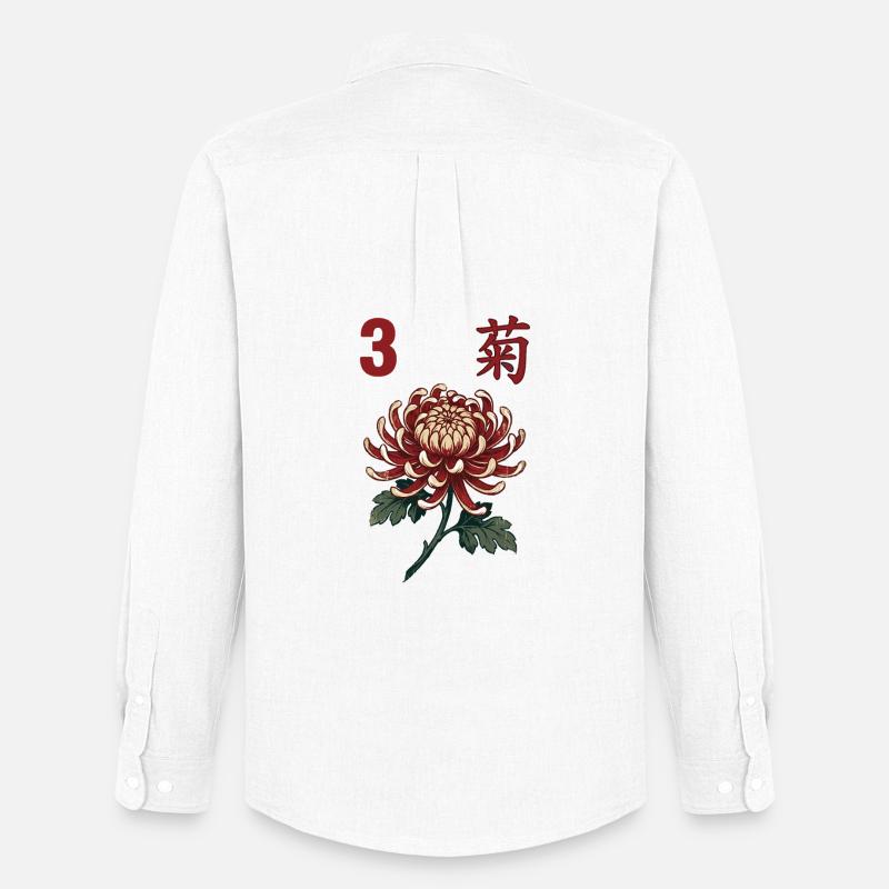 3 Mahjong-Blumenfliese - Männer Oxford Hemd von Stanley/Stella - Weiß