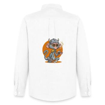 Monkey_2 - Männer Oxford Hemd von Stanley/Stella - Weiß - Hinten - AI Model Male 185 dark (185cm)