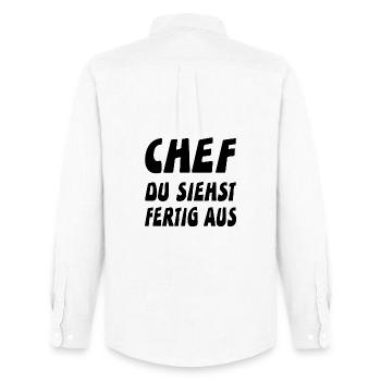 Chef - Männer Oxford Hemd von Stanley/Stella - Weiß - Hinten - AI Model Male 185 dark (185cm)