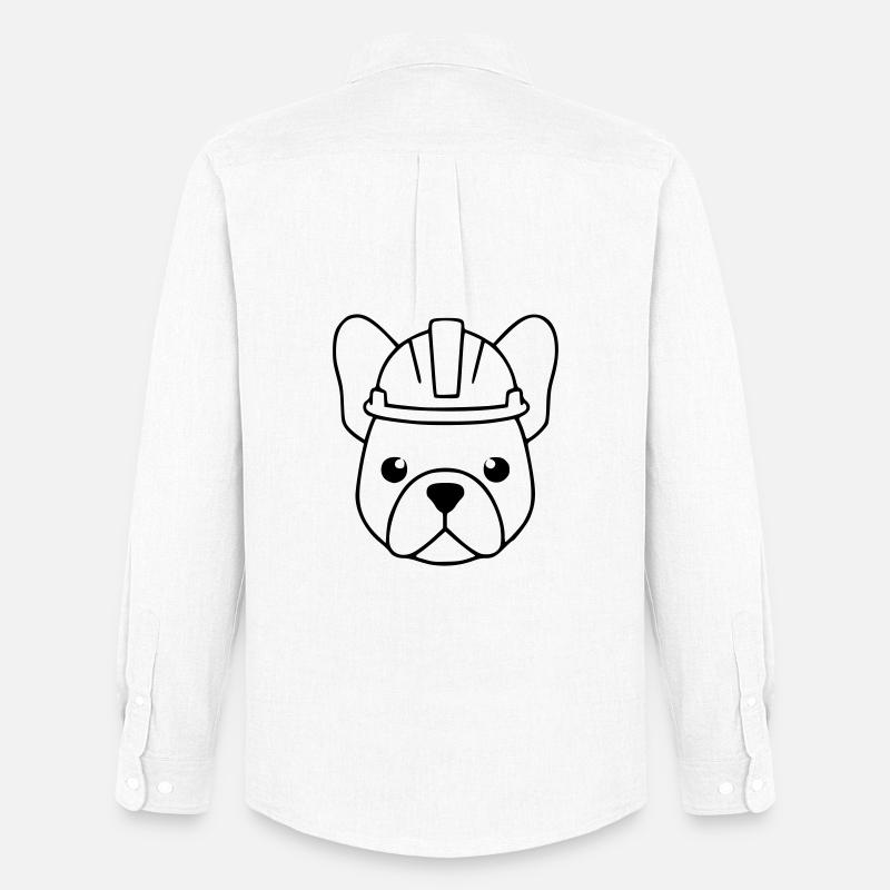 Frenchie Bauhelm Kopf Outline - Männer Oxford Hemd von Stanley/Stella - Weiß