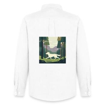Free Spirit: Can de Palleiro on the Mount - Men's Oxford Shirt by Stanley/Stella - white - Back - AI Model Male 185 dark (185cm)