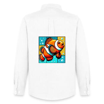 Poisson-clown - Chemise Oxford homme Stanley/Stella - blanc - Dos - AI Model Male 185 dark (185cm)