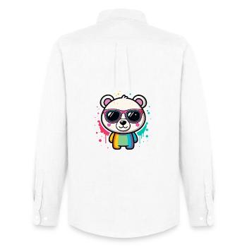 Regenbogenpanda-Brille - Männer Oxford Hemd von Stanley/Stella - Weiß - Hinten - AI Model Male 185 dark (185cm)