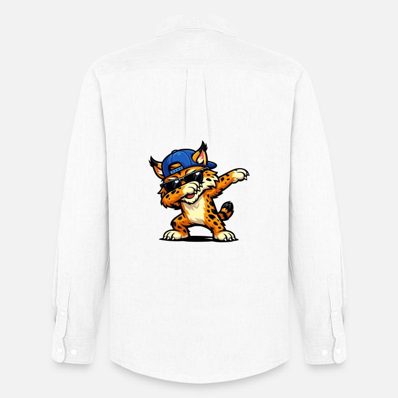 Dabbing Bobcat - Männer Oxford Hemd von Stanley/Stella - Weiß