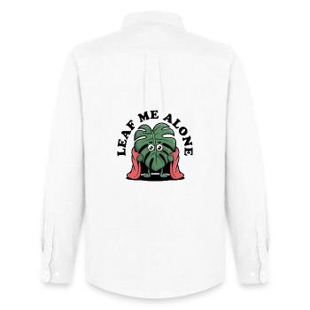 Leave Me Alone Monstera Hero, Leaf with Cape - Men's Oxford Shirt by Stanley/Stella - white - Back - AI Model Male 185 dark (185cm)