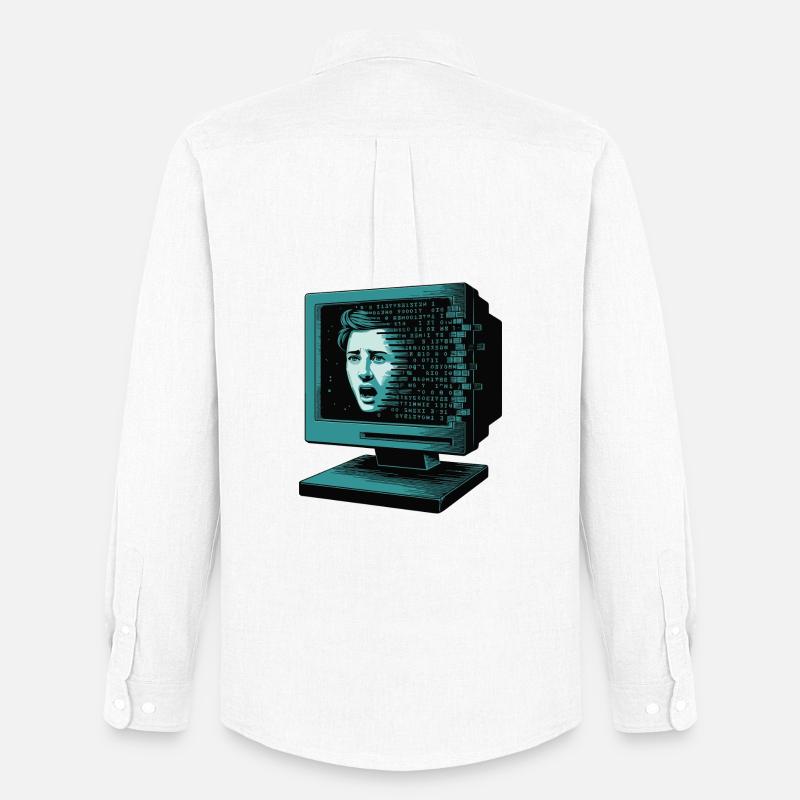 Retro-Computer Schrecken-  Retroglitch KI - Männer Oxford Hemd von Stanley/Stella - Weiß