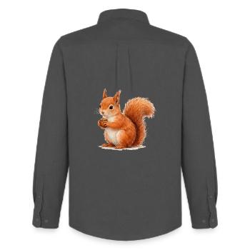 Squirrel with acorn illustration - Men's Oxford Shirt by Stanley/Stella - anthracite - Back - AI Model Male 185 dark (185cm)