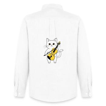 Süße Katze spielt Cello-Chat - Männer Oxford Hemd von Stanley/Stella - Weiß - Hinten - AI Model Male 185 dark (185cm)