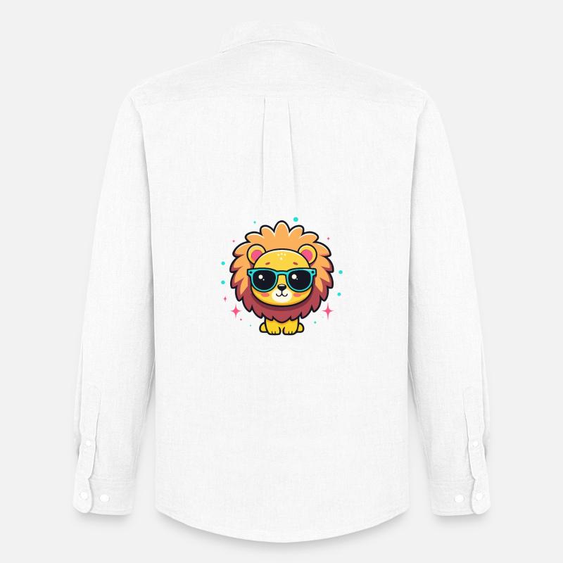 Kawaii-schicker Löwe mit blauer Brille - Männer Oxford Hemd von Stanley/Stella - Weiß