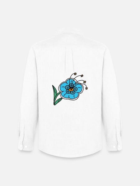 Handgezeichnete blaue Blume Kinder Kind - Männer Oxford Hemd von Stanley/Stella - Weiß