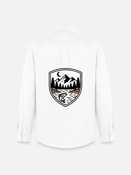 Mountains Forest Fish Shield Logo - Men's Oxford Shirt by Stanley/Stella - white