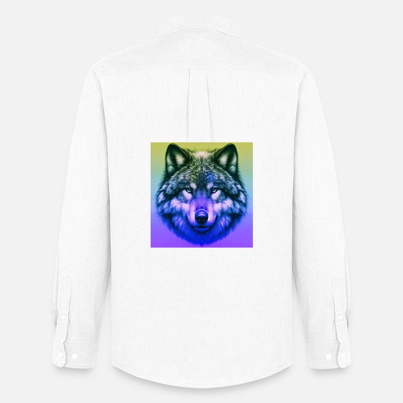 Wolf - Männer Oxford Hemd von Stanley/Stella - Weiß