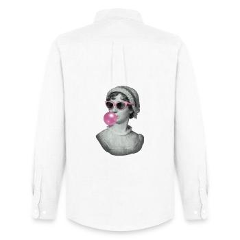 Jane Austen with bubblegum and sunglasses - Men's Oxford Shirt by Stanley/Stella - white - Back - AI Model Male 185 dark (185cm)