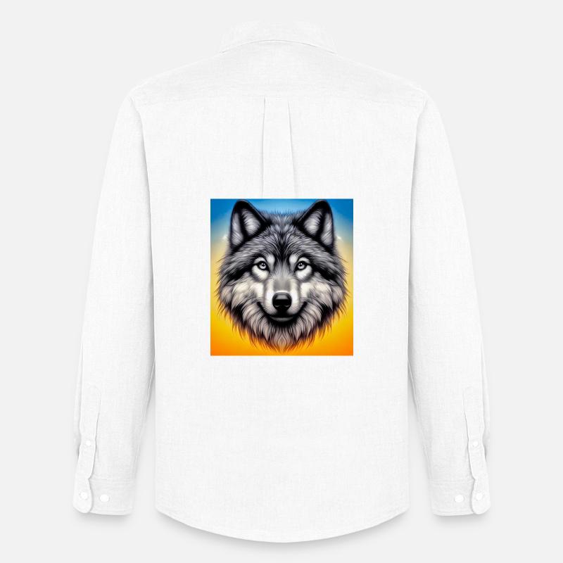 Wolf - Männer Oxford Hemd von Stanley/Stella - Weiß