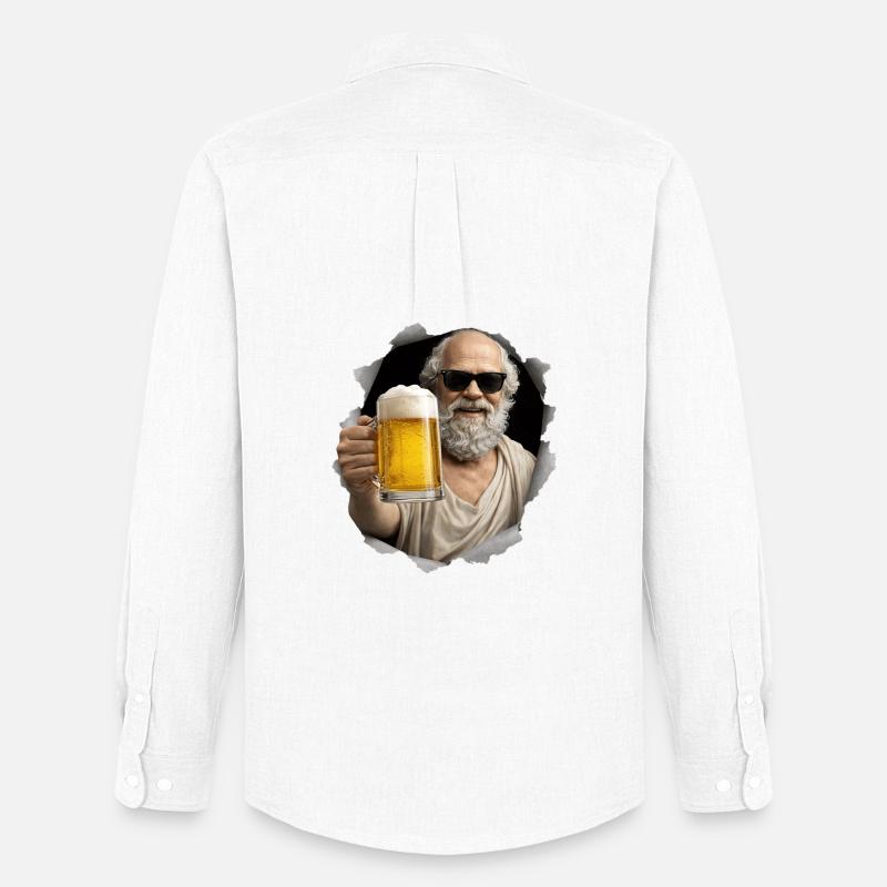 Socrates mit Bier und Sonnenbrille - Männer Oxford Hemd von Stanley/Stella - Weiß